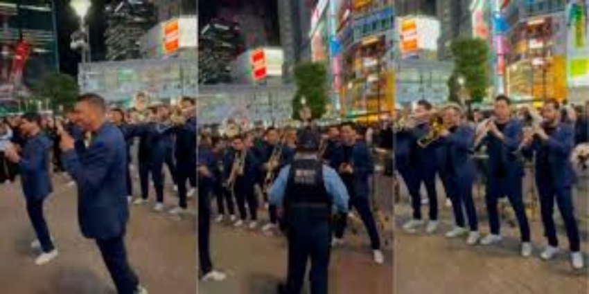 Banda El Recodo da concierto en calles de Japón y policía los detiene