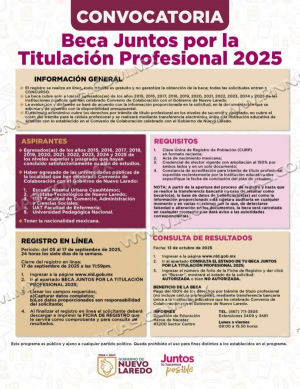 LANZA GOBIERNO MUNICIPAL CONVOCATORIA PARA LA BECA &ldquo;JUNTOS POR LA TITULACI&Oacute;N PROFESIONAL 2025