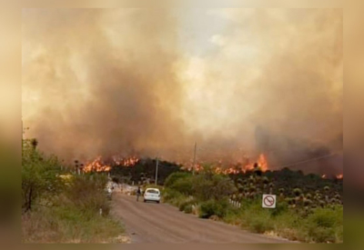 Reportan fuerte incendio en la sierra de Miquihuana