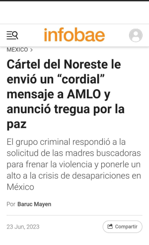 CDN envía mensaje al presidente AMLO en busca por la paz en México