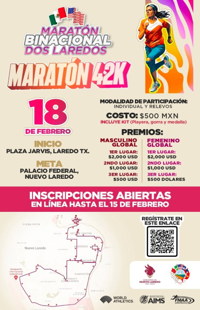 Primer Maratón Binacional Dos Laredos: Una invitación a la unión a través del deporte
