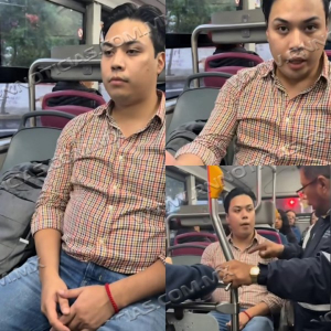 Joven paga doble pasaje en transporte Publico para su mochila.