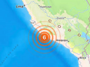 Perú registra sismo de magnitud 6.3