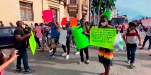 Migrantes haitianos protestan en Tapachula