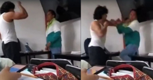Captan momento en que alumno golpea a maestro en Universidad de Hidalgo; el joven asegura que el docente se estaba burlando de &eacute;l