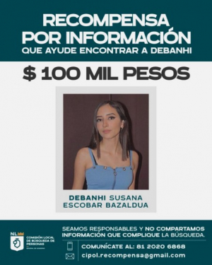 Ofrecen recompensa por información para localizar a Debanhi Susana