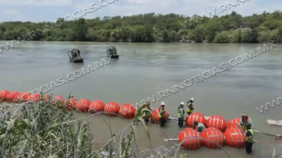 Instalación de boyas acuáticas en el río Bravo son de riesgo para migrantes