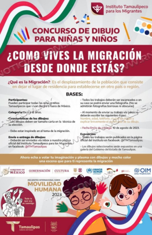 Invitan a participar a niñas y niños en concurso de dibujo &quot;Como Vives la Migración Desde Donde Estás&quot;