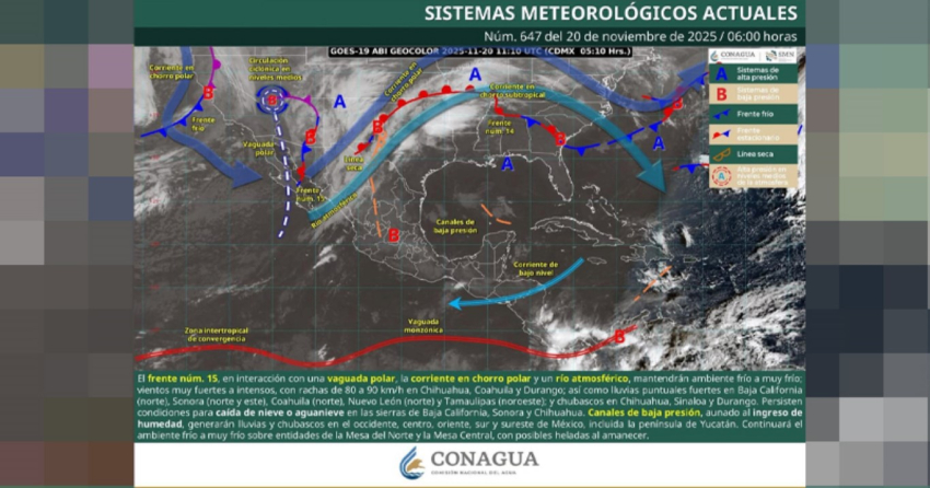 Alertan por Frente frío 15; traerá marcado descenso de temperatura a Tamaulipas